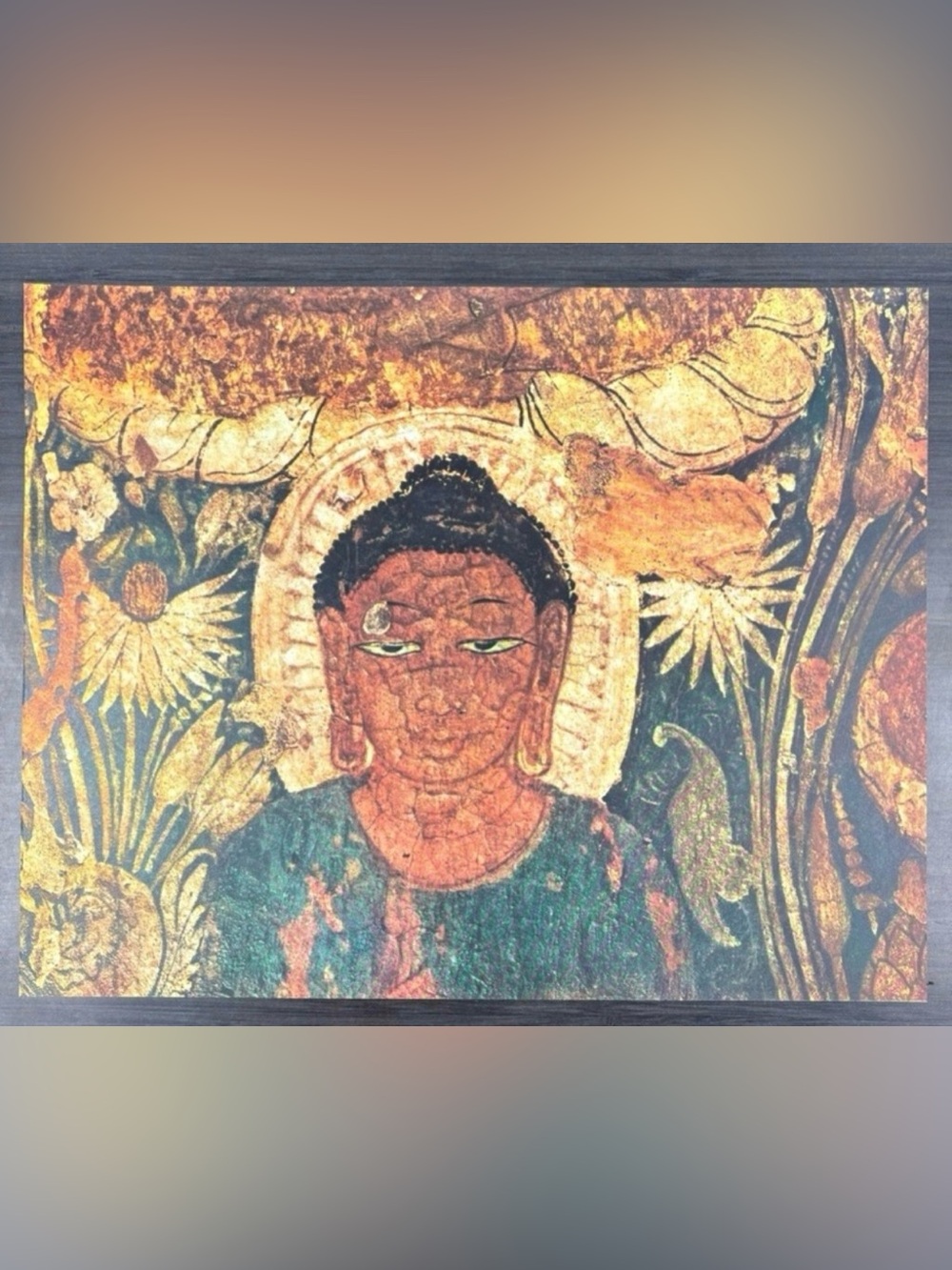 Buddha Original Antique Vintage Fine Art INDIA Print Poster Ajanta Caves Wall